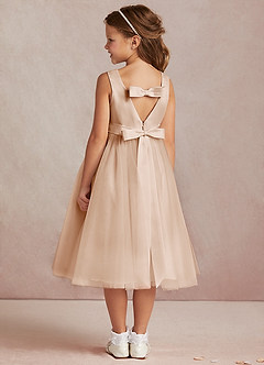 Azazie Marlee Flower Girl Dresses English Rose A-Line Pleated Matte Satin Dress image4