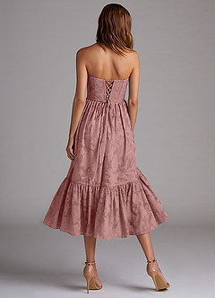 Azazie Delphina Bridesmaid Dresses Dusty Rose A-Line Strapless Floral Burnout Convertible Dress image3