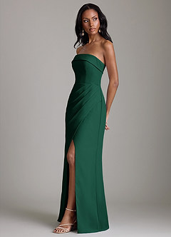 Azazie Aretha Bridesmaid Dresses Emerald A-Line Strapless Chiffon Dress image6