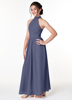 Azazie Iman Junior Stormy A-Line Pleated Chiffon Dress image3