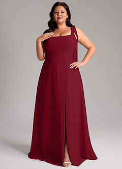 Azazie Debra Bridesmaid Dresses Burgundy A-Line with Pockets Chiffon Convertible Dress image10