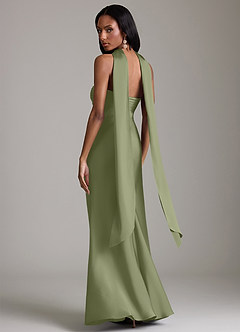Azazie Saylor Bridesmaid Dresses Garden Sage Mermaid Strapless Stretch Satin Dress image8