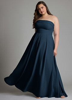 Azazie Lucienne Bridesmaid Dresses Dark Navy A-Line Strapless Chiffon Convertible Dress image10