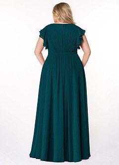 Azazie Daphne vestidos de dama de honor modestos Vestido de Corte en A Volantes Hasta el suelo Gasa image8