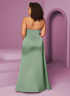 Barbie ♥ Azazie Vestidos de damas de honor Vestido de Matcha de Satén Elástico de Corte Sirena con Plisado image12