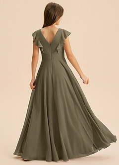 Azazie Anysa Junior Robe Trapèze en Mousseline de soie Rayé Vert Saule image2