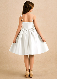 Azazie Shona Girls Formal Final Sale Ivory A-Line Sweetheart Neckline Matte Satin Dress image4