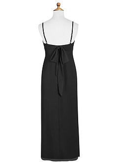 Azazie Mai Junior Black Sheath Pleated Chiffon Dress image8