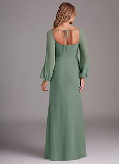 Azazie Charissa Bridesmaid Dresses Silver Sage Sheath Long Sleeve Chiffon Dress image6