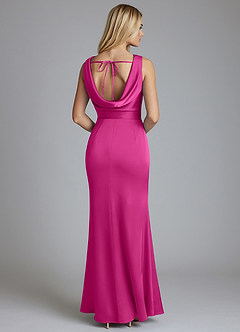Azazie Tallie Bridesmaid Dresses Fuchsia Mermaid Pleated Stretch Satin Dress image6