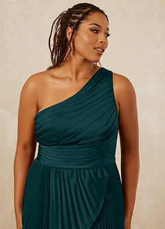 Christian Siriano Bridal for Azazie 1008 Bridesmaid Dresses Pine A-Line One Shoulder Stretch Satin Dress image12