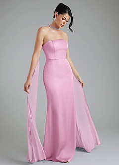 Azazie Tyler Robes de demoiselle d'honneur Robe Fourreau Convertible en Satin extensible Sans bretelles Rose Bonbon image1