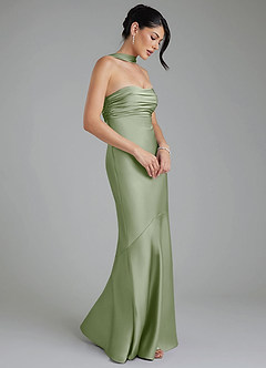 Azazie Marryn At-home Try On Dresses Dusty Sage Mermaid Sweetheart Neckline Stretch Satin Dress image3