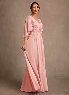 Azazie Tilda Kleider für die Brautmutter A-Linie Spitze Chiffon Kleid Rosettenrosa image3