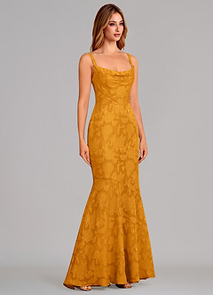 Azazie Aubrey Brudtärnklänningar Klä av Sjöjungfru i Blommig Utbrändhet Rosett Knäck image4