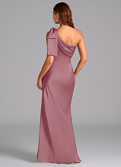 Azazie Yuanna Bridesmaid Dresses Vintage Mauve Mermaid One Shoulder Stretch Satin Dress image2