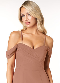 Azazie Joretta Bridesmaid Dresses Bronzer A-Line Sweetheart Neckline Chiffon Convertible Dress image6