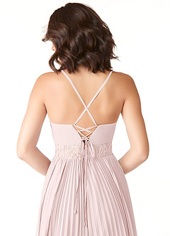 Azazie Devyn Bridesmaid Dresses Blushing Pink A-Line Corset Chiffon Dress image6