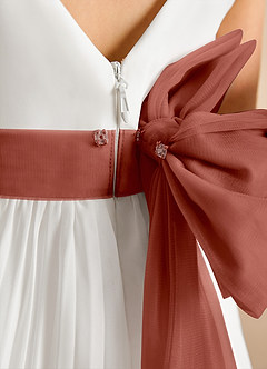 Azazie Margot Flower Girl Dresses Ivory Auburn A-Line Pleated Chiffon Dress image9