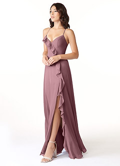 Azazie Tarni At-home Try On Dresses Amethyst A-Line Chiffon Dress image3