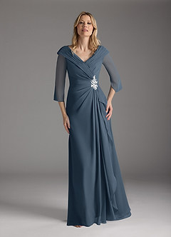 Azazie Jaycee Kleider für die Brautmutter A-Linie Chiffon Kleid Neptunblau image5