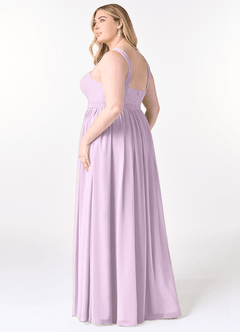 Azazie Elvira Bridesmaid Dresses Frosted Lilac A-Line Pleated Chiffon Dress image10