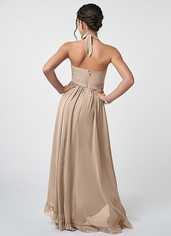 Azazie Hermione Junior Taupe A-Line Chiffon Dress image3