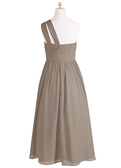Azazie Molly Junior Abito A-Line in Chiffon Plissettato Taupe image8