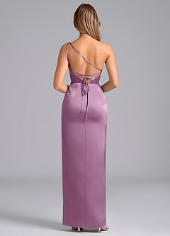 Azazie Naria Jurken voor bruidsmeisjes Jurk van Stretch Satijn met Kolom One-Shoulder Blauweregen image6