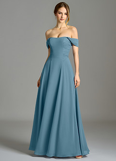 Azazie Oasis Bridesmaid Dresses Bermuda A-Line with Pockets Chiffon Dress image1