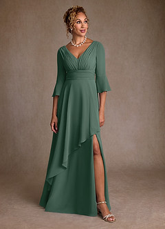 Azazie Eire Abiti per la Madre della Sposa Abito A-Line in Chiffon Plissettato Muschio Marino image4