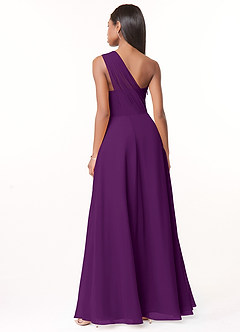 Azazie Ashley Bridesmaid Dresses Grape A-Line Ruched Chiffon Dress image2