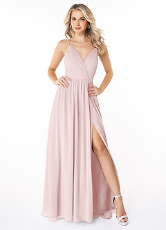 Azazie Gracie Final Sale Blushing Pink A-Line Pleated Chiffon Dress image1