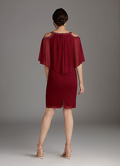 Azazie Junibee Mother of the Bride Dresses Burgundy Sheath Sequins Mesh Dress image4