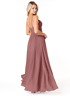 Azazie Chanel Bridesmaid Dresses Desert Rose A-Line Pleated Chiffon Dress image5