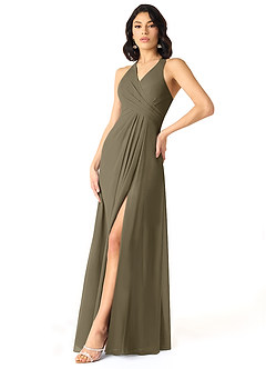 Azazie Danica Bridesmaid Dresses Willow Green A-Line Pleated Chiffon Dress image3