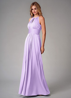 Azazie Bonnie Robes de demoiselle d'honneur Robe Trapèze en Satin extensible Plissée Lilas image3