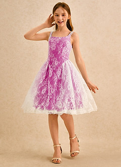 Azazie Cubbie Girls Formal Blumenmädchenkleider A-Linie Spitze Kleid Fuchsia image1