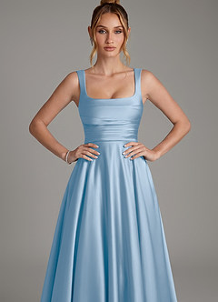 Azazie Azaria Bridesmaid Dresses Powder Blue A-Line Corset Stretch Satin Dress image6