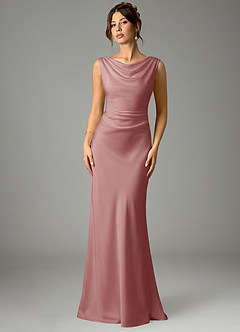 Azazie Kieryn Bridesmaid Dresses Dusty Rose Mermaid Pleated Stretch Satin Dress image1
