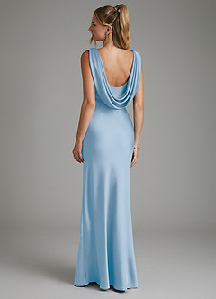 Azazie Elena Bridesmaid Dresses Powder Blue Mermaid Pleated Stretch Satin Dress image2