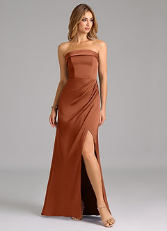 Azazie Aretha Robes de demoiselle d'honneur Robe Trapèze Convertible en Satin extensible Sans bretelle Rose De Cèdre image5