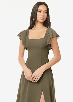 Azazie Bondi Abiti da Damigella Abito A-Line in Chiffon con Volant Willow Green image6