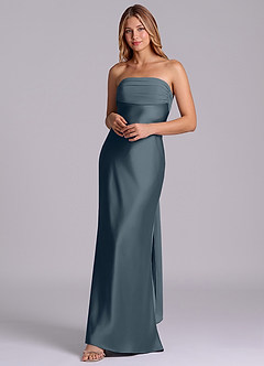 Azazie Ailanie Brudtärnklänningar Klä av Tubklänning i Stretch Satin Axelbandslös Skymning image3