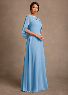 Azazie Winnifred vestidos de madre de la novia Vestido de Azul Pálido de Gasa de Corte en A con Perla image2