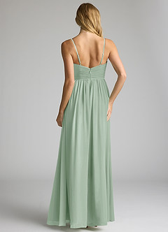 Azazie Alia Bridesmaid Dresses Agave A-Line Pleated Chiffon Dress image5