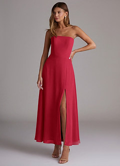 Azazie Wren Bridesmaid Dresses Scarlet A-Line Strapless Chiffon Dress image1