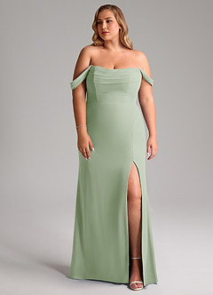 Azazie Saige Bridesmaid Dresses Dusty Sage A-Line Off the Shoulder Chiffon Convertible Dress image10