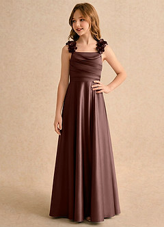 Azazie Rosita Girls Formal Flower Girl Klänningar Klä A-Line i Stretch Satin Plisserad image4