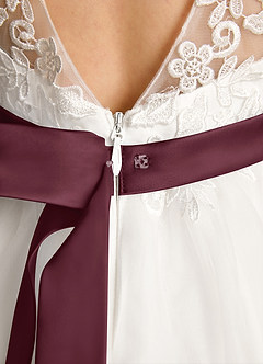 Azazie Lettie Flower Girl Dresses Ivory Cabernet Ball-Gown Lace Dress image6